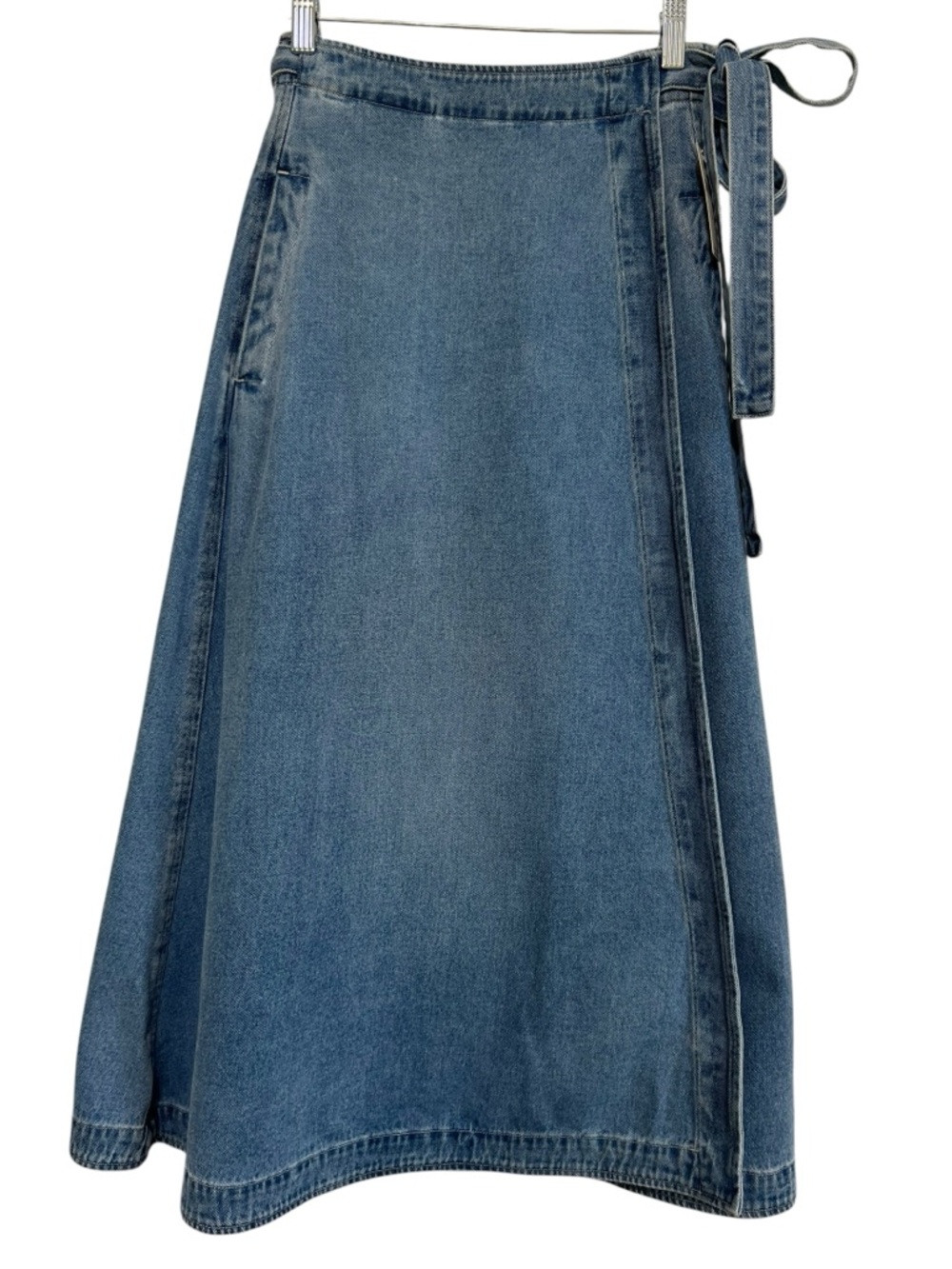 NEW Anthropologie Citizens Of Humanity Madelyn Denim Midi Wrap Skirt Size XS - Picture 3 of 16